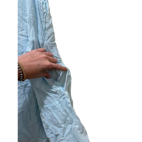 Abercrombie and Fitch Blue Linen Sundress Size Medium Tall - Picture 6 of 6